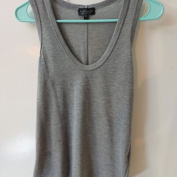 TOPSHOP Gray Crew Neck Tank Top S Casual Comfy Classic Minimalist Norrmcore - Picture 1 of 10
